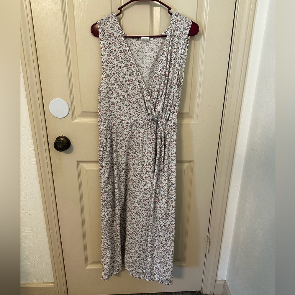 Vintage Floral Sleeveless Wrap Dress